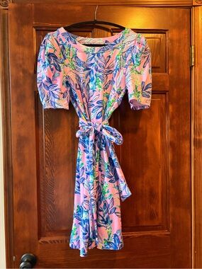 Lilly Pulitzer Pink Floral Tie-Waist Dress